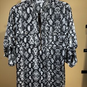 Calvin Klein Black and White Blouse Elegant Design